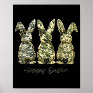 Frohe Ostern Camo Bunny Rabbit Coquette Schleife Poster