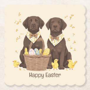 Frohe Ostern Chocolate Labrador Retriever Hunde Untersetzer