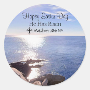 Frohe Ostern Christus ist auferstanden Blaues Ozea Runder Aufkleber