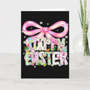 Frohe Ostern Coquette Schleife Rosa Band Florales Karte