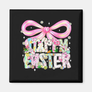 Frohe Ostern Coquette Schleife Rosa Band Florales Magnet