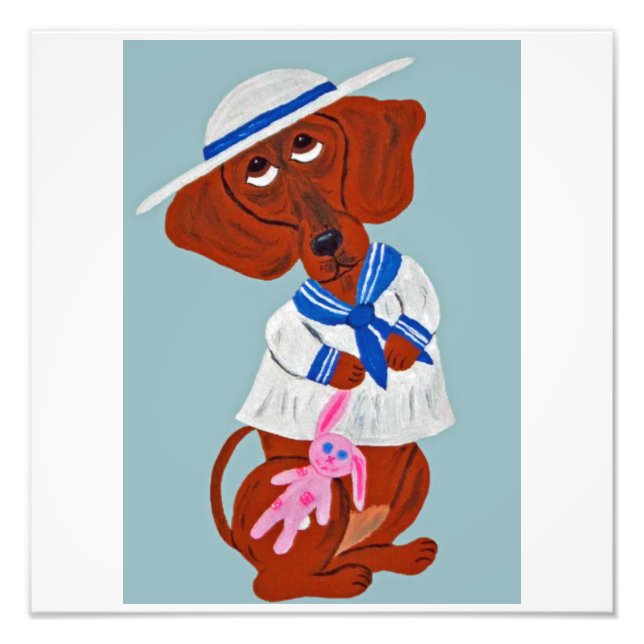 Frohe Ostern Dachshund gefaltete Grußkarte Fotodruck (Vorne)