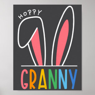 Frohe Ostern Damen 2023 Hoppige Oma Bunny Fu Poster