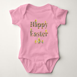 Frohe Ostern Dekorativer Text Baby Küken Strampler