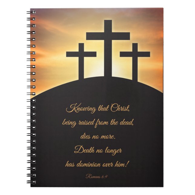 Frohe Ostern Drei Kreuze auf Calvary Notizblock (Vorderseite)