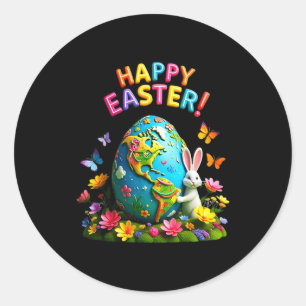 Frohe Ostern Earth Day 2026 Bunny Weltkarte Ostern Runder Aufkleber