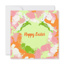 Frohe Ostern Einladungskarte – Süßer Hase Floral