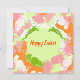 Frohe Ostern Einladungskarte – Süßer Hase Floral 