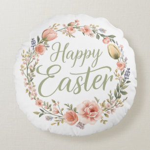 Frohe Ostern Elegante Floral  Rundes Kissen