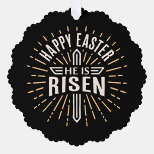 Frohe Ostern Er ist auferstanden Jesus schwarz Ornament Karte