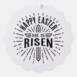 Frohe Ostern Er ist auferstanden Kreuz Ornament Karte