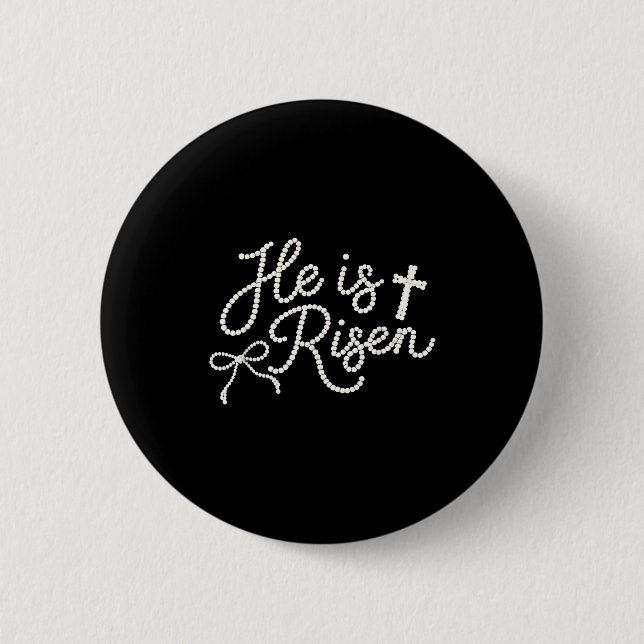 Frohe Ostern er ist auferstanden Perle Jesus chris Button (Vorderseite)