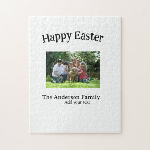 Frohe Ostern Familienfoto Name Text Wiedersehen ei