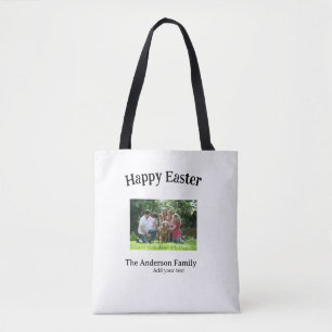 Frohe Ostern Familienfoto Name Text Wiedersehen ei Tasche