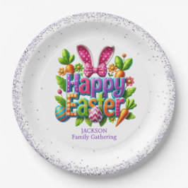 Frohe Ostern Familienzusammenkunft Bunt Pappteller