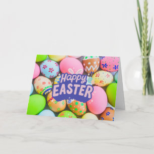 Frohe Ostern Farbige Bemalte Eier Feiertagskarte
