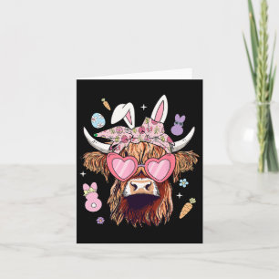 Frohe Ostern Färse Kuh Hasenohren Ei Jagd Karte