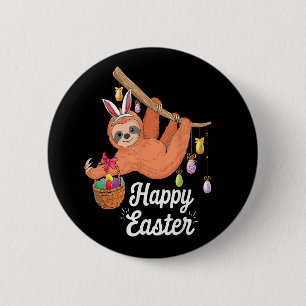 Frohe Ostern Faultier-Knopf Button