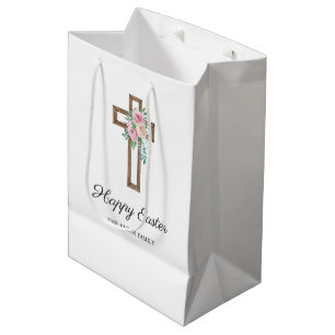 Frohe Ostern Florales Kreuz Mittlere Geschenktüte