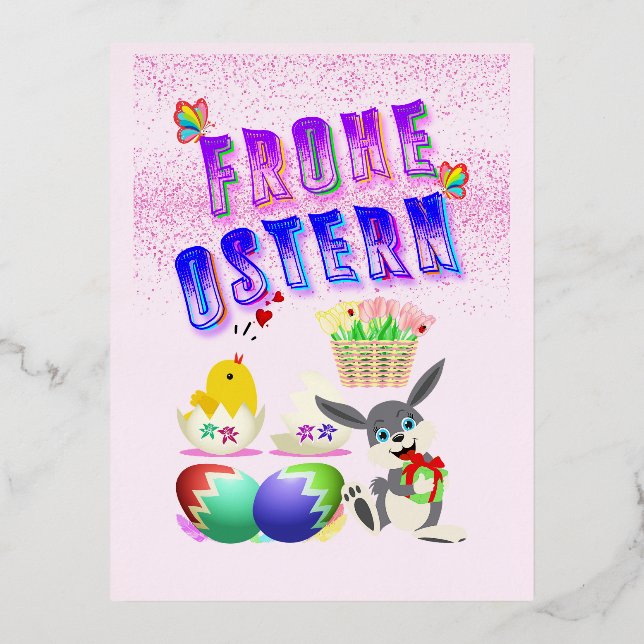 Frohe Ostern Folien Feiertagspostkarte (Vorderseite)
