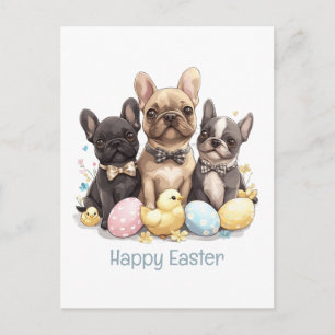 Frohe Ostern Französische Bulldoggen Feiertagspostkarte