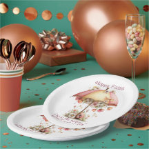 Frohe Ostern Frühlings Rosa und Gelbe Blumen Schir