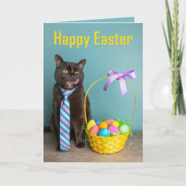 Frohe Ostern für alle Schwarzen Katzen in Krawatte Feiertagskarte