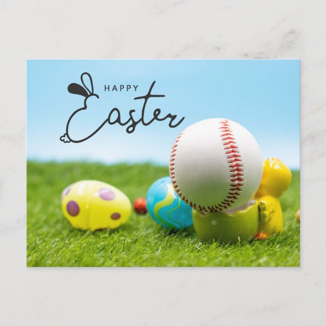 Frohe Ostern für Baseball Player Feiertagspostkarte (Vorderseite)