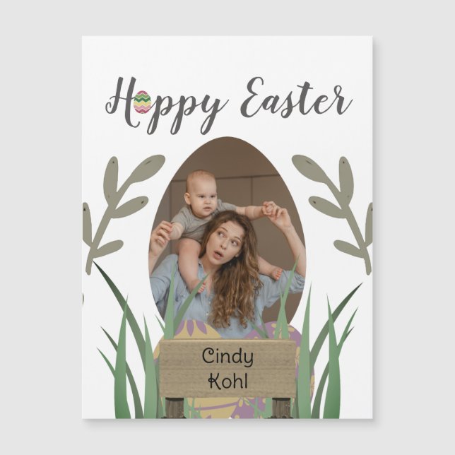 Frohe Ostern für Freunde, Mama & Baby Foto Brauch Magnetkarte (Vorderseite)