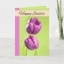 Frohe Ostern für jeden Hübschen Lila Tulips Foto Feiertagskarte