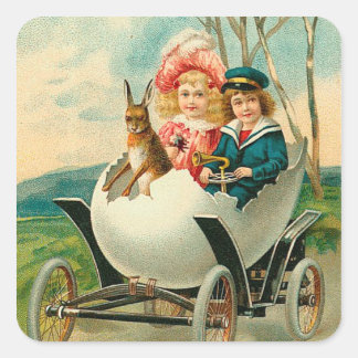 Frohe Ostern für Sie Eggshell Car Vintag Quadratischer Aufkleber