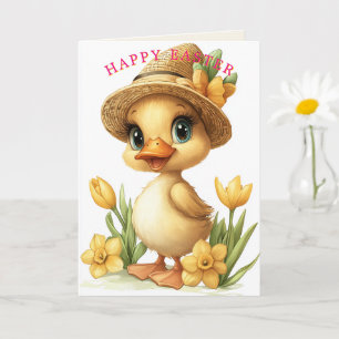 Frohe Ostern Gelbes Entlein Narzissen Karte