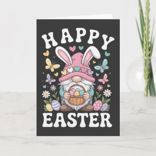 Frohe Ostern Gnom Mit Hasenohren Bunte Eier Karte