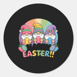 Frohe Ostern Gnomies Hase Frohe Ostern Gnom  Runder Aufkleber