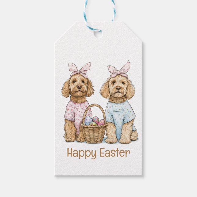 Frohe Ostern Goldendoodle Hunde Geschenkanhänger (Vorderseite)