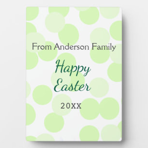 Frohe Ostern graue grüne Tupfen Familienname Fotoplatte