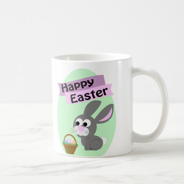 Frohe Ostern! Gray Bunny Kaffeetasse (Rechts)
