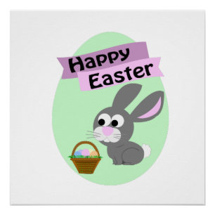 Frohe Ostern! Gray Bunny Poster