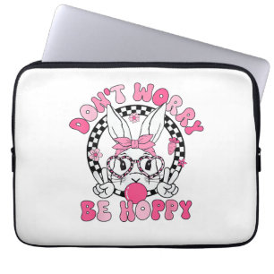 Frohe Ostern Groovy Bunny Gesicht Keine Sorge Sei  Laptopschutzhülle