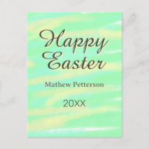 Frohe Ostern grün gelb pastell grau name jahr
