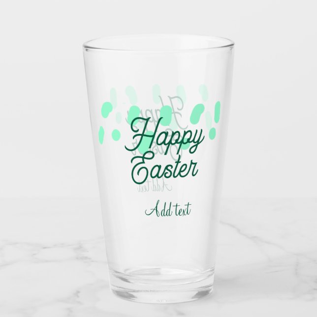 Frohe Ostern grüne Eier Pastell Name Datum einfach Glas (Vorderseite)