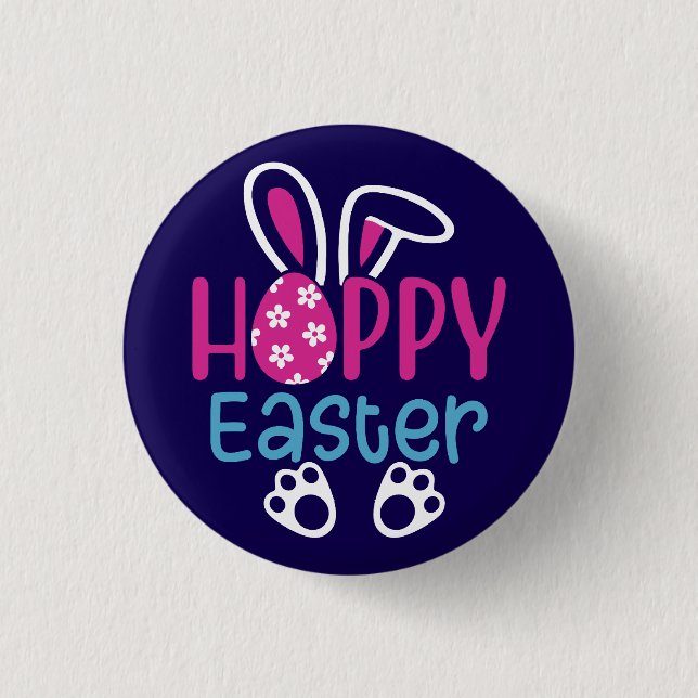 Frohe Ostern Hase Ei Süßes Frühlingsdesign Button (Vorderseite)