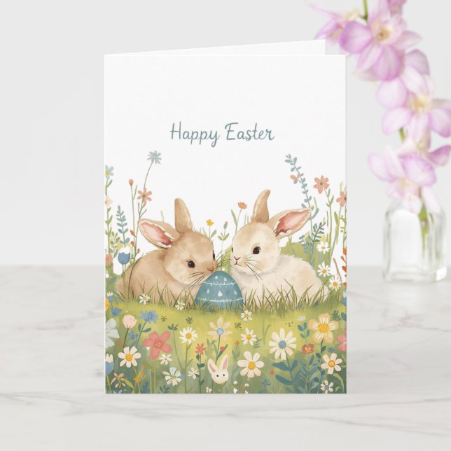 Frohe Ostern Hasen Karte (Orchidee)
