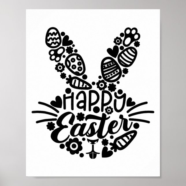 Frohe Ostern, Hasengesicht Männer Frauen Kinder Sü Poster (Vorne)