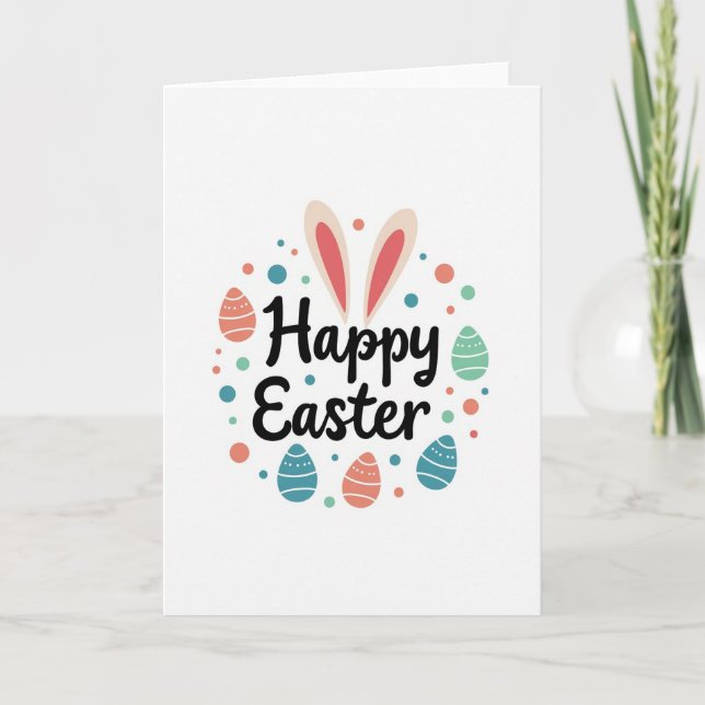Frohe Ostern Hasenohren Karte (Vorderseite)