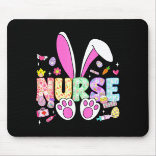 Frohe Ostern Hasenohren Stethoskop floral Mousepad