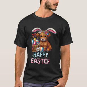 Frohe Ostern Highland-Kuh Süßer Osterhase Wo T-Shirt