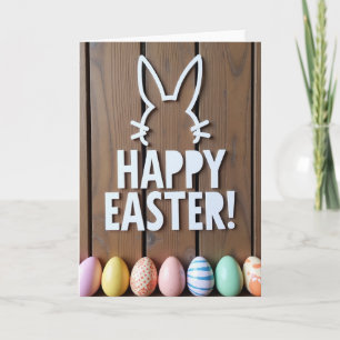 Frohe Ostern Holz Design Karte