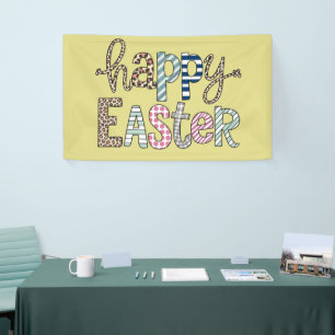 Frohe Ostern Hübsche Florale Hasen Frühling Leopar Banner