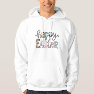 Frohe Ostern Hübsche Florale Hasen Frühling Leopar Hoodie